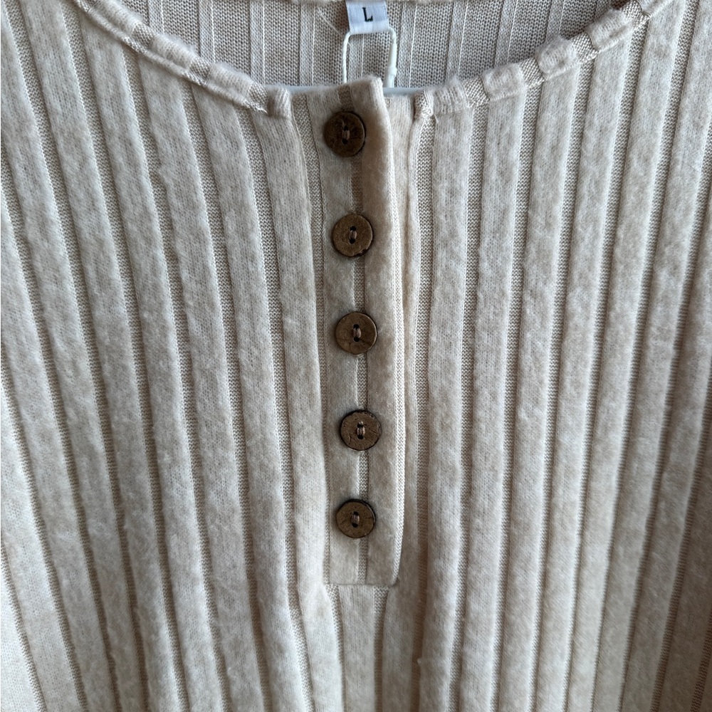 NWT Anrabess Beige Ribbed Long Sleeve Top - Picture 3 of 6